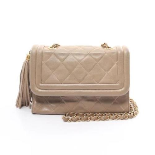 Pre-owned Leather shoulder-bags Chanel Vintage , Beige , Dames