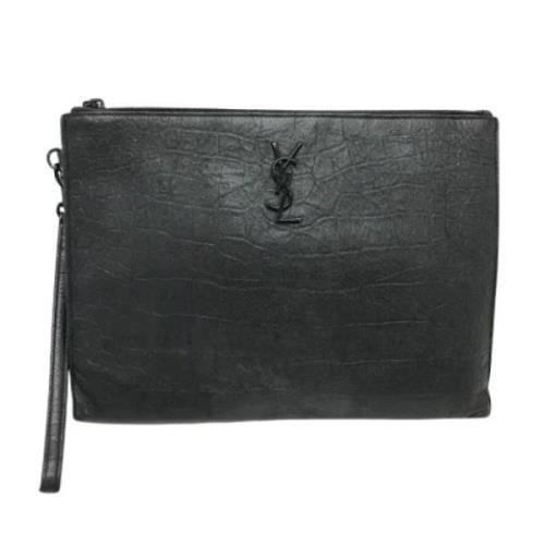 Pre-owned Leather pouches Yves Saint Laurent Vintage , Black , Heren