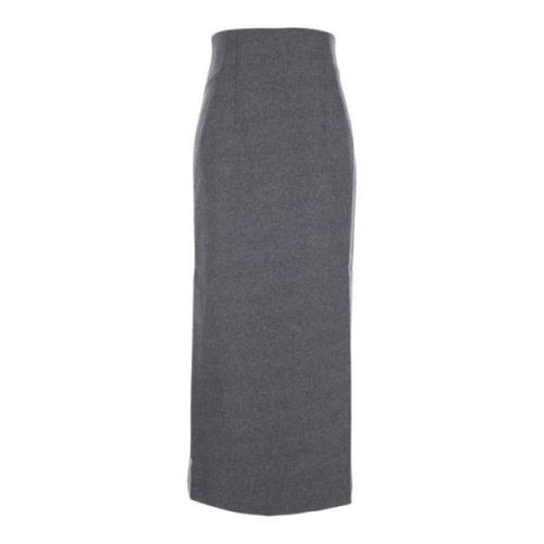 Hoge Taille Midi Rok Grijs Andamane , Gray , Dames