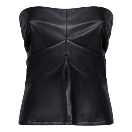 Zwarte Strapless Nep Leren Top Rotate Birger Christensen , Black , Dam...