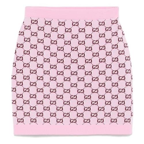 Roze Jacquard Rokken met Geribbelde Tailleband Gucci , Pink , Dames