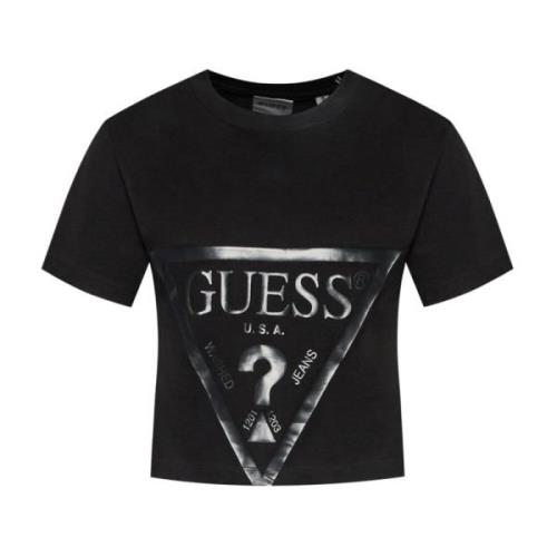 Korte Mouw Logo Tee - Zwart Guess , Black , Dames