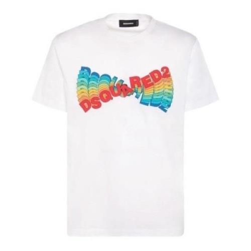 Casual Katoenen T-shirt Dsquared2 , White , Heren