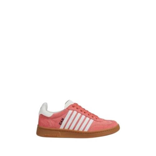 Sportieve Gestreepte Sneakers voor Vrouwen Dsquared2 , Orange , Dames