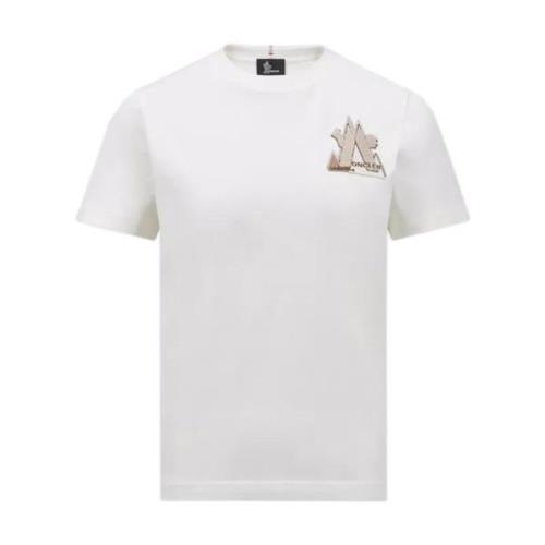 Wit Logo Patch Crew Neck T-shirt Moncler , White , Dames