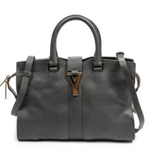 Pre-owned Leather handbags Yves Saint Laurent Vintage , Gray , Dames