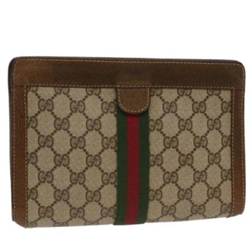 Pre-owned Canvas clutches Gucci Vintage , Beige , Dames