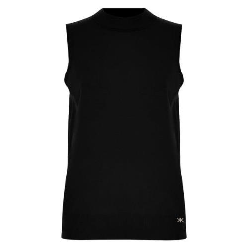 Geribbelde top met hoge hals Kocca , Black , Dames