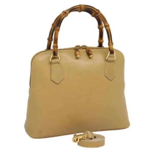 Pre-owned Leather handbags Gucci Vintage , Beige , Dames