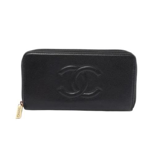 Pre-owned Leather wallets Chanel Vintage , Black , Dames