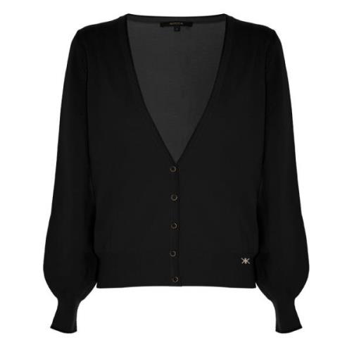 Verfijnde Gebreide Vest met Contrasterende Rand Kocca , Black , Dames