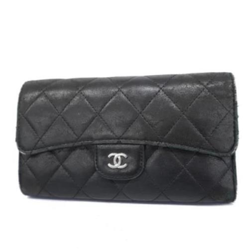 Pre-owned Leather wallets Chanel Vintage , Black , Dames