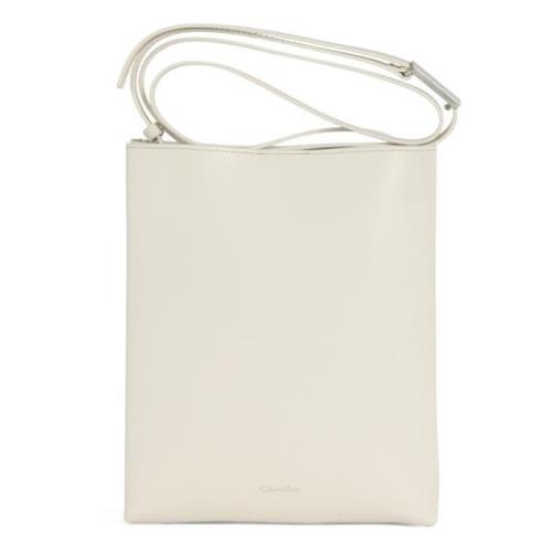 Eco Leren Schoudertas met Logo Calvin Klein , Beige , Dames