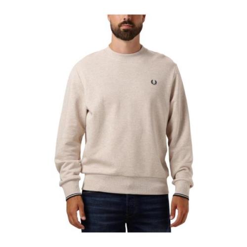 Heren Crew Neck Sweatshirt Beige Fred Perry , Beige , Heren