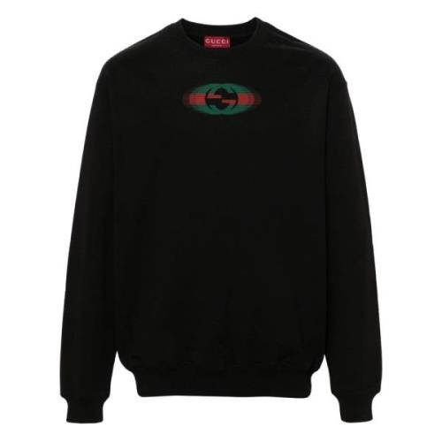 Zwarte Crocio GG Print Sweater Gucci , Black , Heren