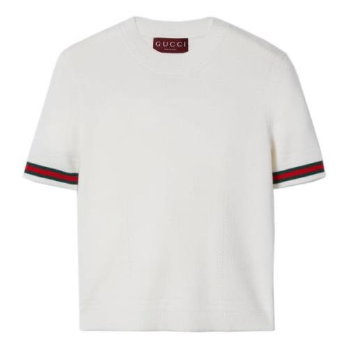 Ivoor Wollen Gebreide Trui met Webdesign Gucci , White , Dames