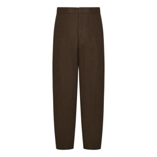 Bruine Wol Tapered Broek Jil Sander , Brown , Heren