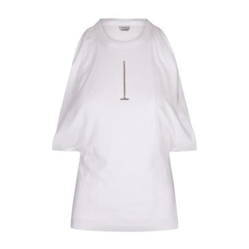 Witte Geribbelde Tanktop met Ketting Alexander McQueen , White , Dames