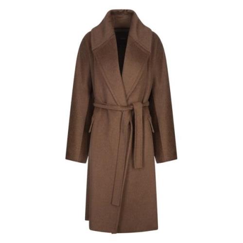 Luxe Camel Cashmere Jas met Riem Max Mara , Brown , Dames