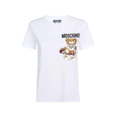 Casual Katoenen T-shirt voor Mannen Moschino , White , Dames