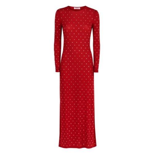 Sprankelende Rhinestone Maxi Jurk Paco Rabanne , Red , Dames