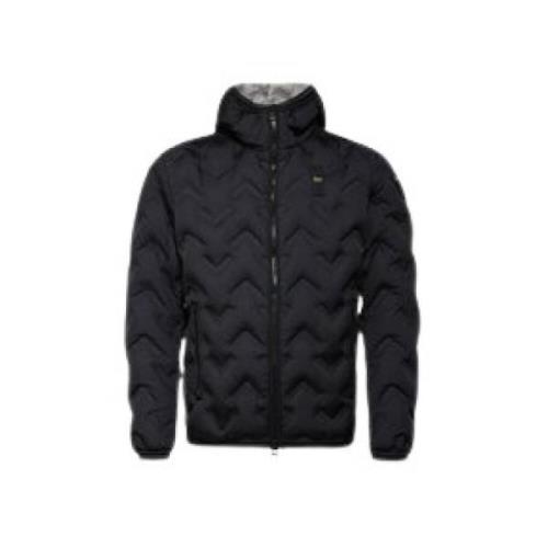 Heren Hooded Puffer Jas Blauer , Black , Heren