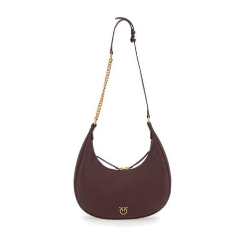 Bruine Klassieke Leren Hobo Tas Pinko , Brown , Dames