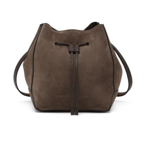 Luxe Bruin Suède Bucket Tas Brunello Cucinelli , Brown , Dames