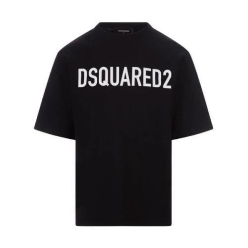 Casual Katoenen T-shirt Dsquared2 , Black , Heren