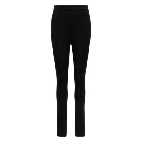 Zwarte Hoge Taille Slim Fit Broek Moncler , Black , Dames