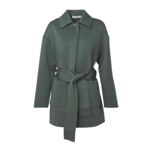 Wikkelstijl Jas in Zacht Scuba Stof Max Mara , Green , Dames