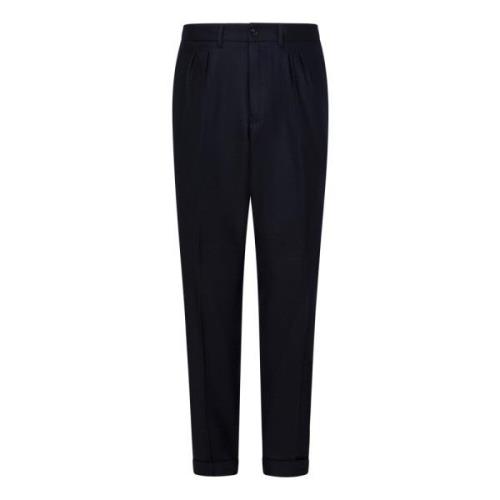 Blauwe Taps Toelopende Wollen Broek Boglioli , Blue , Heren