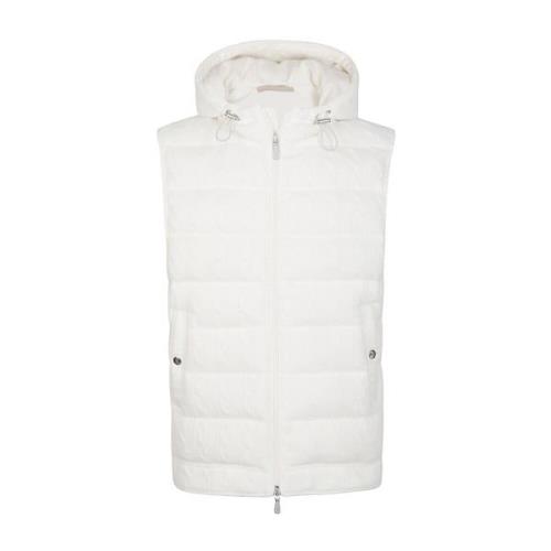 Gebreid vest met capuchon Eleventy , White , Heren