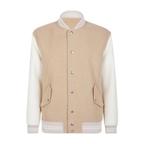 Color Block Wol Kasjmier Bomber Eleventy , Brown , Heren