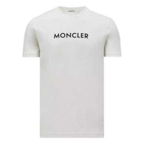 Witte T-shirts en Polos met Logo Moncler , White , Heren