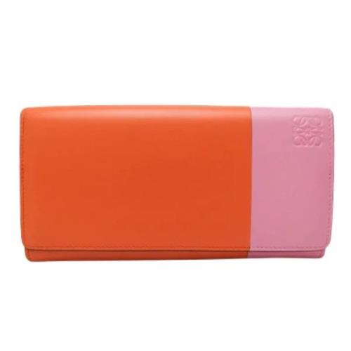 Pre-owned Leather wallets Loewe Pre-owned , Orange , Dames