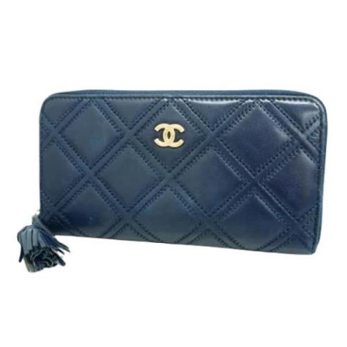 Pre-owned Leather wallets Chanel Vintage , Blue , Dames