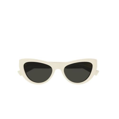 Witte Cateye Zonnebril met Grijze Lenzen Saint Laurent , Gray , Dames