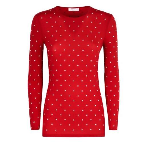 Rhinestone Longsleeve Top Paco Rabanne , Red , Dames