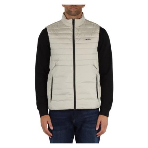 Gewatteerd Logo Vest Mouwloos Rits Boss , Gray , Heren