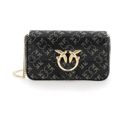 Zwarte Monogram Zak Liefde Pinko , Black , Dames