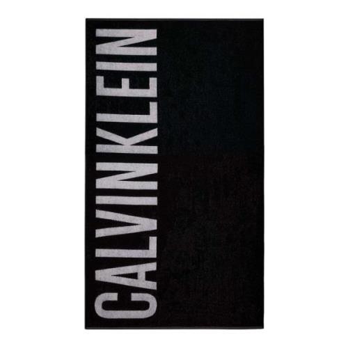 Zwart heren strandlaken met logo Calvin Klein , Black , Heren