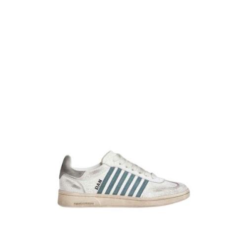 Vintage Gestreepte Sneakers voor Mannen Dsquared2 , White , Heren