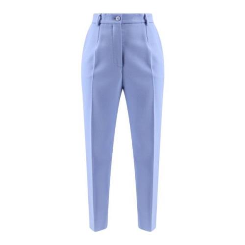 Blauwe Wollen Broek met Ritssluiting Dolce & Gabbana , Blue , Dames