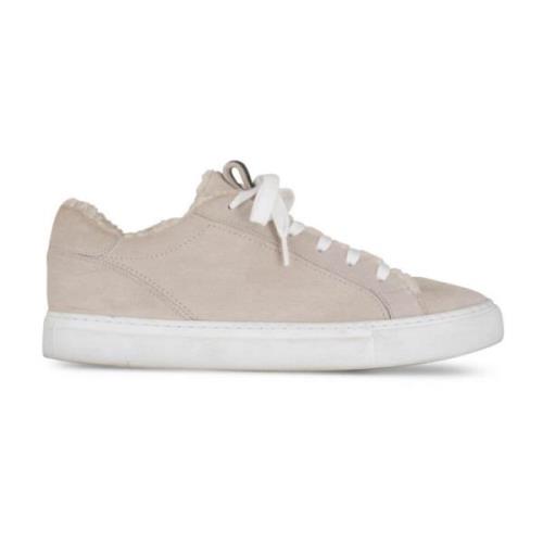 Beige Suède Sneakers met Rubberen Zool Brunello Cucinelli , Gray , Dam...