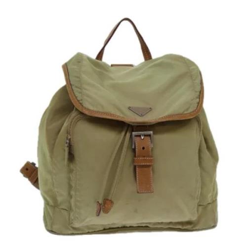 Pre-owned Nylon backpacks Prada Vintage , Beige , Dames