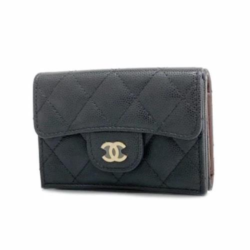 Pre-owned Leather wallets Chanel Vintage , Black , Dames