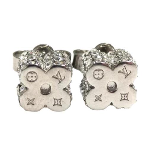 Pre-owned Metal earrings Louis Vuitton Vintage , Gray , Dames