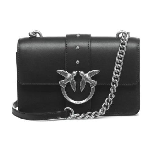 Crossbody Tas met Studs en Logo Details Pinko , Black , Dames