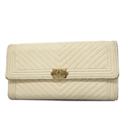 Pre-owned Leather wallets Chanel Vintage , White , Dames